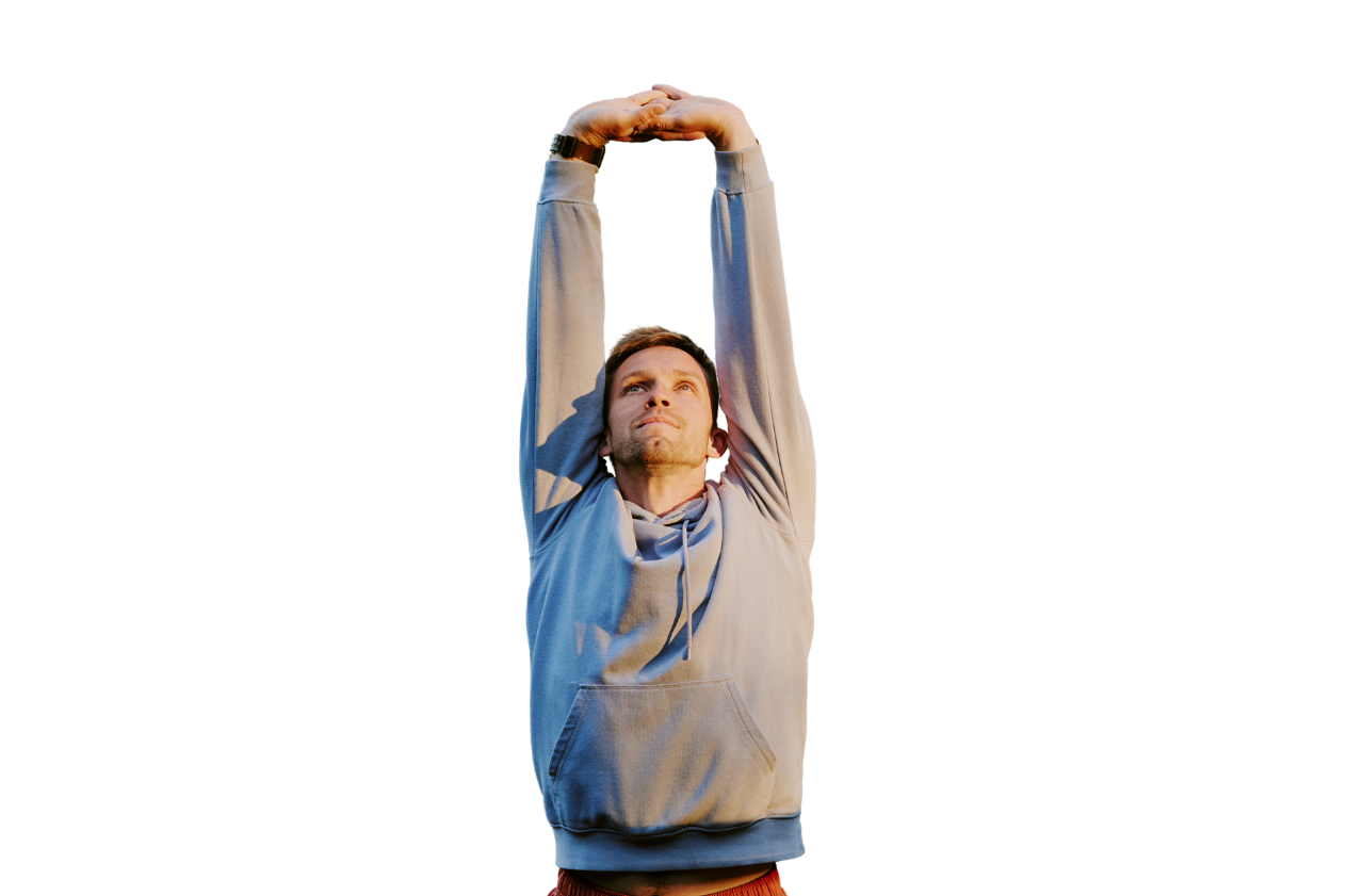 Man stretching outdoors
