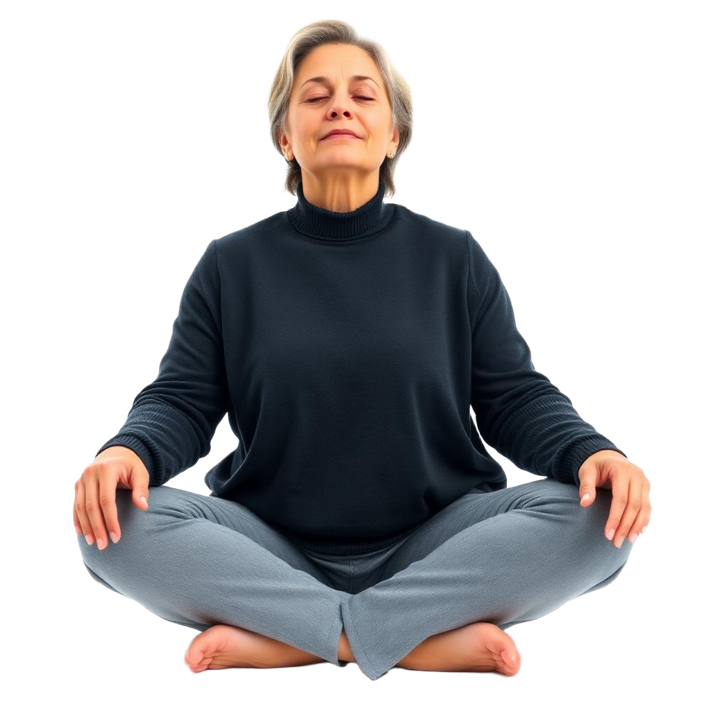 Person sitting calmly with eyes closed